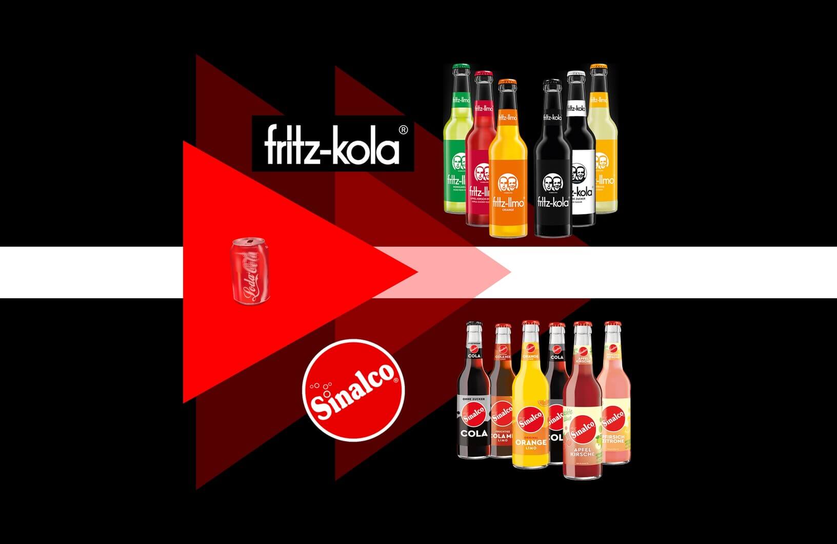 Statt Global-Cola: fritz-kola und fritz-limo sowie Sinalco Cola und Limonaden in Glasflaschen